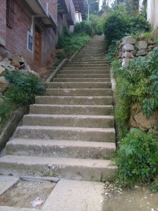 The stairs we walked down in Cusco that made my legs shake. I thought that I was going to fall out. Those stairs are no joke! Lol 